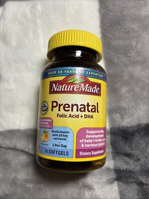 Ácido fólico prenatal hecho en la naturaleza + DHA 30 cápsulas blandas caducidad 2027 Foto 1 de 4