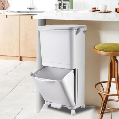 Mülleimer Abfalleimer Trennsystem Mit Tretfunktion Aus ABS 2 / 3 Kammern - Bild 1 von 4