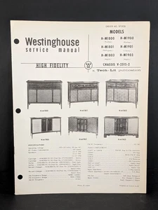 Westinghouse HI-FI Service Manual Model H-M1800 Chassis V-2512-2 11 Pg - Picture 1 of 3