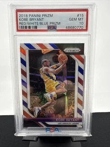 Panini Prizm Kobe Bryant 2018-19 rojo blanco azul Prizm #15 PSA 10 Lakers - Imagen 1 de 2