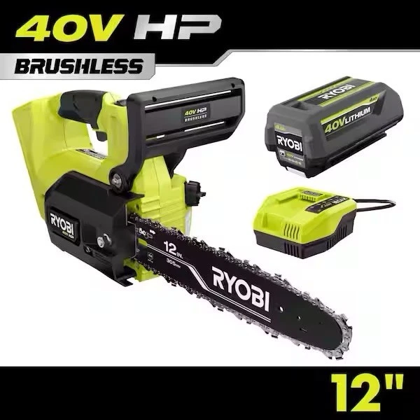 RYOBI 40V HP sin escobillas 12 pulgadas Motosierra eléctrica inalámbrica con mango superior con 4,0 Ah Foto 1 de 1