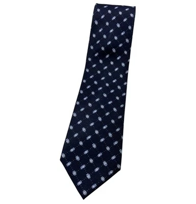 Corbata BVLGARI 7 pliegues para hombre 100 % seda corbata de lujo azul marino geométrica con:3,8" usada en excelente estado Foto 1 de 4