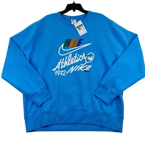 Nike Sportswear Club Sudadera Hombres XL Azul Polar Gráfico Cuello Redondo Futura Nueva - Imagen 1 de 8