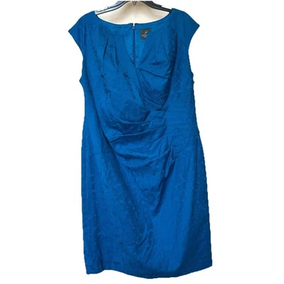 Adrianna Papell Dress 14 Pleated Sheath Midi Sleeveless Blue NWT - Image 1 of 4