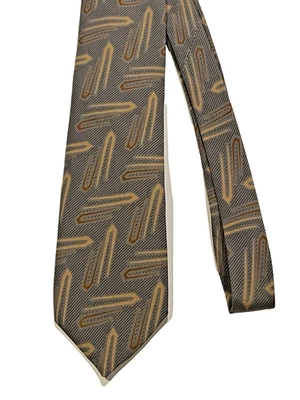 Giorgio Armani Vintage Silk tie Gray brown abstract stripe print italy 56 x 3.25 - Image 1 of 4