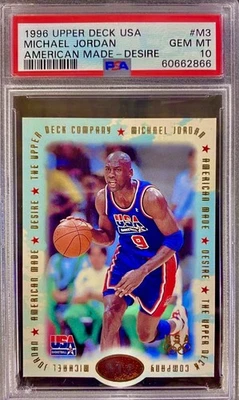 POP 17 PSA 10 Michael Jordan 1996 UD American Made Desire Troquelado Inserto Olímpico Foto 1 de 3