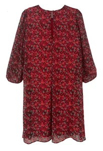Calvin Klein, Red Floral Print Pullover Lined 3/4 Sleeve Dress, size 12 - Picture 1 of 5
