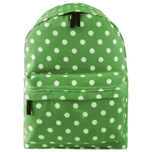 The Olive House® Polka Dot Canvas Rucksack Backpack Green - Picture 1 of 3