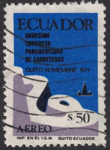 1971 Ecuador - SC# C490 - F - Mountain Road and Monument on Equator - Used - Picture 1 of 2