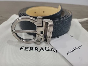 Cinturón Salvatore Ferragamo Hombre Negro Tostado 34/85 Nuevo Con Etiquetas - Imagen 1 de 3