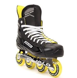 BAUER RS Inline Roller Hockey Skates - Black/Yellow 9.0 R