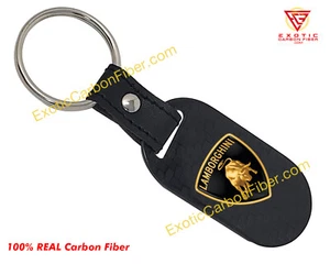 Lamborghini Gold Logo Carbon Fiber Key Fob - 2x2 Gloss Oblong REAL!! - Picture 1 of 3