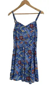 M&S St Michael Short Dress Blue Floral Strappy Summer UK 8-10 - Picture 1 of 8