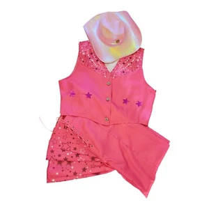 BARBIE Cowgirl HALLOWEEN COSTUME Girls/Juniors XXL Plus Size PINK Hat VEST Pants - Picture 1 of 22