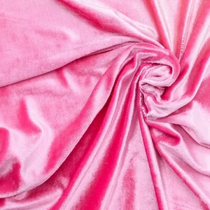 Iridescent Bright Pink Knit Stretch Velour Fabric 60" Wide By The Yard - Picture 1 of 6