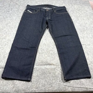 Diesel Pants Mens Blue Larkee Regular Straight 36 Crop Dark Wash Denim Jeans USA - Picture 1 of 13