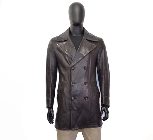 Giacca Cappotto Uomo Gucci Tom Ford Era 52IT 42US UK Marrone Pelle AUTENTICA