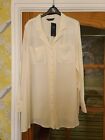 Bnwt M And S Light Cream Collared Longline V Neck Shirt Blouse Size 20