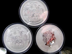 Australien 2015 Lunar Serie II 8 Dollars Ziege 5 oz .999 Silbermünze - Bild 1 von 8