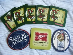 Advertising Coasters 7 Miller Brewing 2 Samuel Adams Beer lot of 8 - Bild 1 von 3