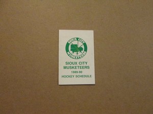 USHL Sioux City Musketeers 1989-90 Logo Pocket Schedule