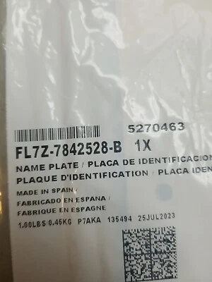 Lincoln Navigator 2015 2016 2017 puerta levadiza placa de identificación FL7Z-7842528-B fabricante original Foto 1 de 4