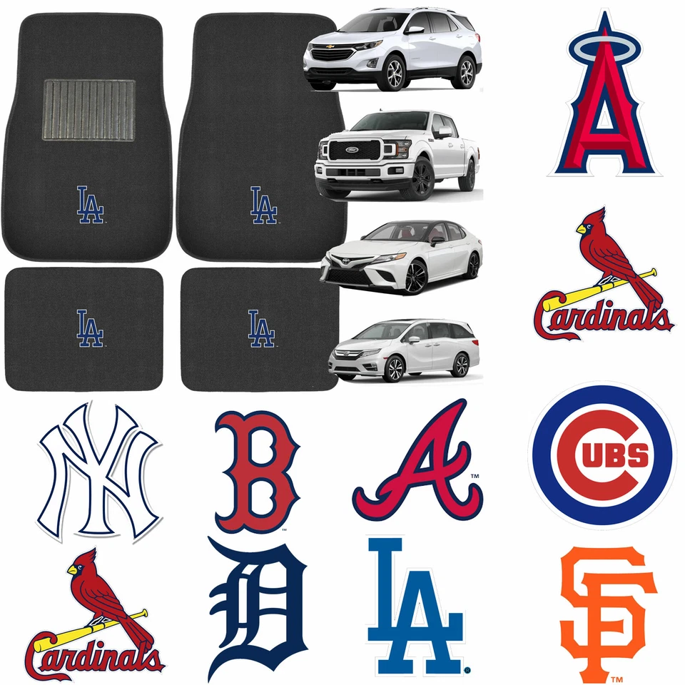 NEW 4PC MLB Pick Your Team Car Truck Front Back All Weather Carpet Floor Mats - Image 1 of 4