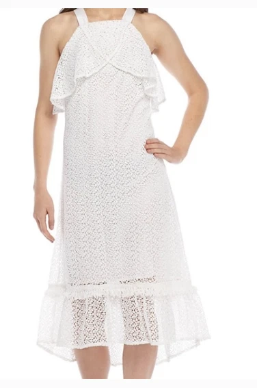 Kaari Blue Dress Petite PXL White Lace Desert Oasis Extra Large #1247