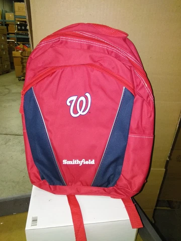 Red Washington Nationals Backpack W logo Washington Nationals Bobblehead Cover