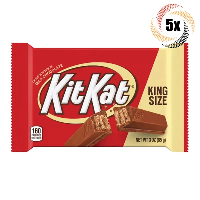 5x Packs Kit Kat Original Milk Chocolate Wafers Candy Bars | King Size 3oz | - Image 1 of 4