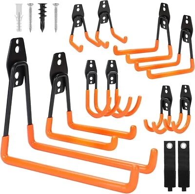 EZ COZY Garage Hooks Wall Mount Storage W/ Extention 2 Cord Straps for Bike Ladder