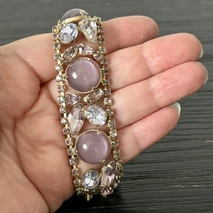 Vintage Julianna flaches Einsteckverschlussarmband Lavendel Moonglow Cabochons #6212 - Bild 1 von 14