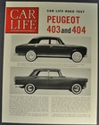 1960 Peugeot 403 & 404 Sedan Road Test Brochure Folder Excellent Original 60