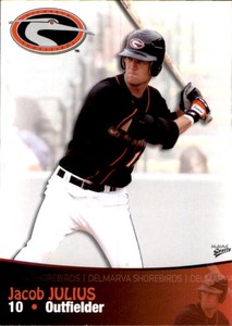 2009 Delmarva Shorebirds Multi-Ad #9 Jacob Julius New Albany Indiana IN Card