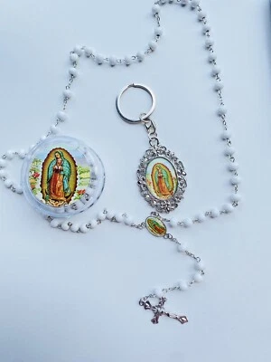 24 RECUERDOS PARA BAUTIZO/FAVOR BAUTISMO 12 LLAVERO 12 ROSARIOS niño/niña Foto 1 de 4