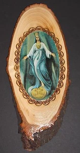 Icono Oriental BENDITA VIRGEN MARÍA Arte en Rebanada de Leña Hecho en Polonia - Imagen 1 de 10