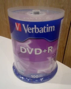 Paquete de 100 Verbatim AZO DVD+R 4,7 GB 16x Totalmente Nuevo Sellado - Imagen 1 de 6