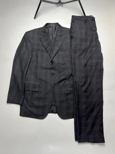 Men’s Plaid Wool Suit Pal Zileri Grey Size 52R - Picture 1 of 17