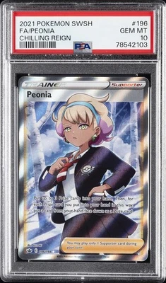 2021 POKEMON SWORD & SHIELD CHILLING REIGN #196 FULL ART/PEONIA PSA 10 - Image 1 of 2