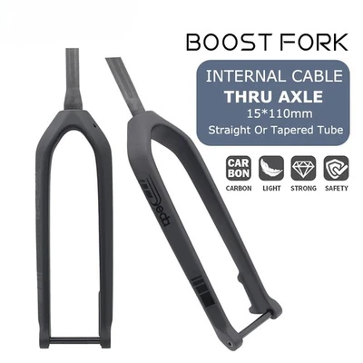 26"/27.5"/29" Mountain Bike Thru Axle 15*110mm Carbon Rigid Bicycle Front Fork - Image 1 of 4