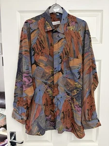 Christian Dior Vintage Abstract Print Langarm Hemd 100% Seide Medium Large L - Bild 1 von 14