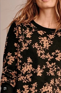 J Jill Wearever Collection 2X Suéter Negro Marrón Patrón Floral - Imagen 1 de 7