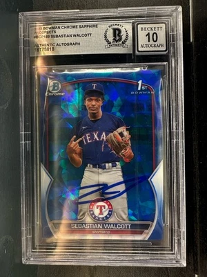 2023 Bowman Chrome Sapphire Sebastian Walcott Signed 10 Auto BGS COA🚨 - Image 1 of 2
