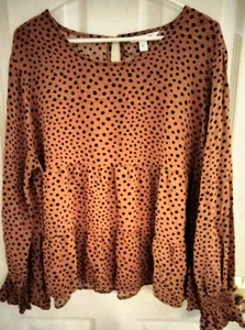Popsugar Multi Tiered Long Sleeve Polk Dot Blouse Size XL- Flowy Boho - Picture 1 of 5