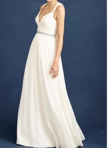 Neu mit Etikett J Crew $ 595 SEIDE CHIFFON GIGI HOCHZEITSKLEID ELFENBEIN LANGES FORMELLES KLEID C5554 10 - Bild 1 von 11