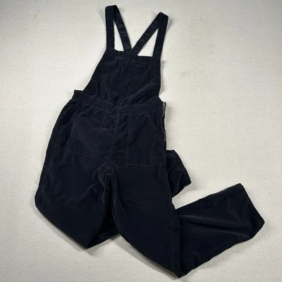 Madewell Overalls 女式 Sm 天鹅绒锥形腿黑色连身裤侧拉链农民波西米亚 — 第 1/4 张图片