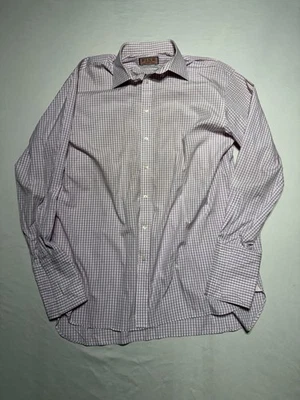 Camisa de vestir rosa 17,5 superfina doble pliegue años 170 púrpura cuadros manga larga para hombre” Foto 1 de 4