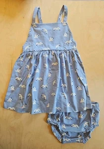 NEU MIT ETIKETT HANNA ANDERSSON BLAU MÖWEN SCHÜRZE KLEID BLUMEN SET 90 3T - Bild 1 von 7