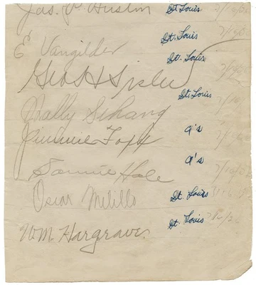 1926 St Louis Browns Philadelphia As Signed Sheet Jimmie Foxx Sisler BAS PSA/DNA - Image 1 of 4