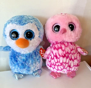 Lote De Dos Gorros Boos Búhos Rosa (Rosa) Azul (Cubo De Hielo) Usados Con Etiquetas - Imagen 1 de 8